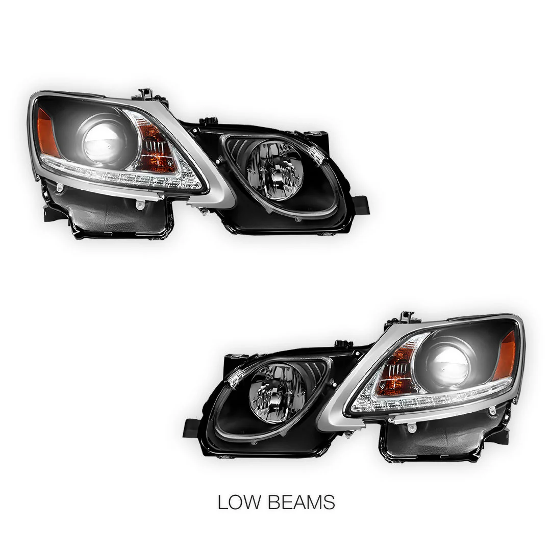 Lexus GS350 S190 (2005- 2010) HID / Xenon Model LED DRL Projector Headlights LH + RH - Image 5
