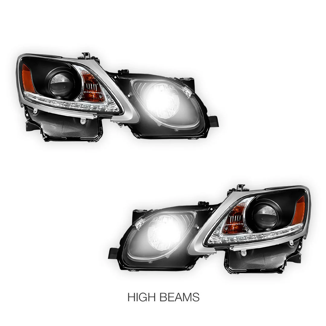 Lexus GS450 S190 (2005- 2010) HID / Xenon Model LED DRL Projector Headlights LH + RH - Image 5