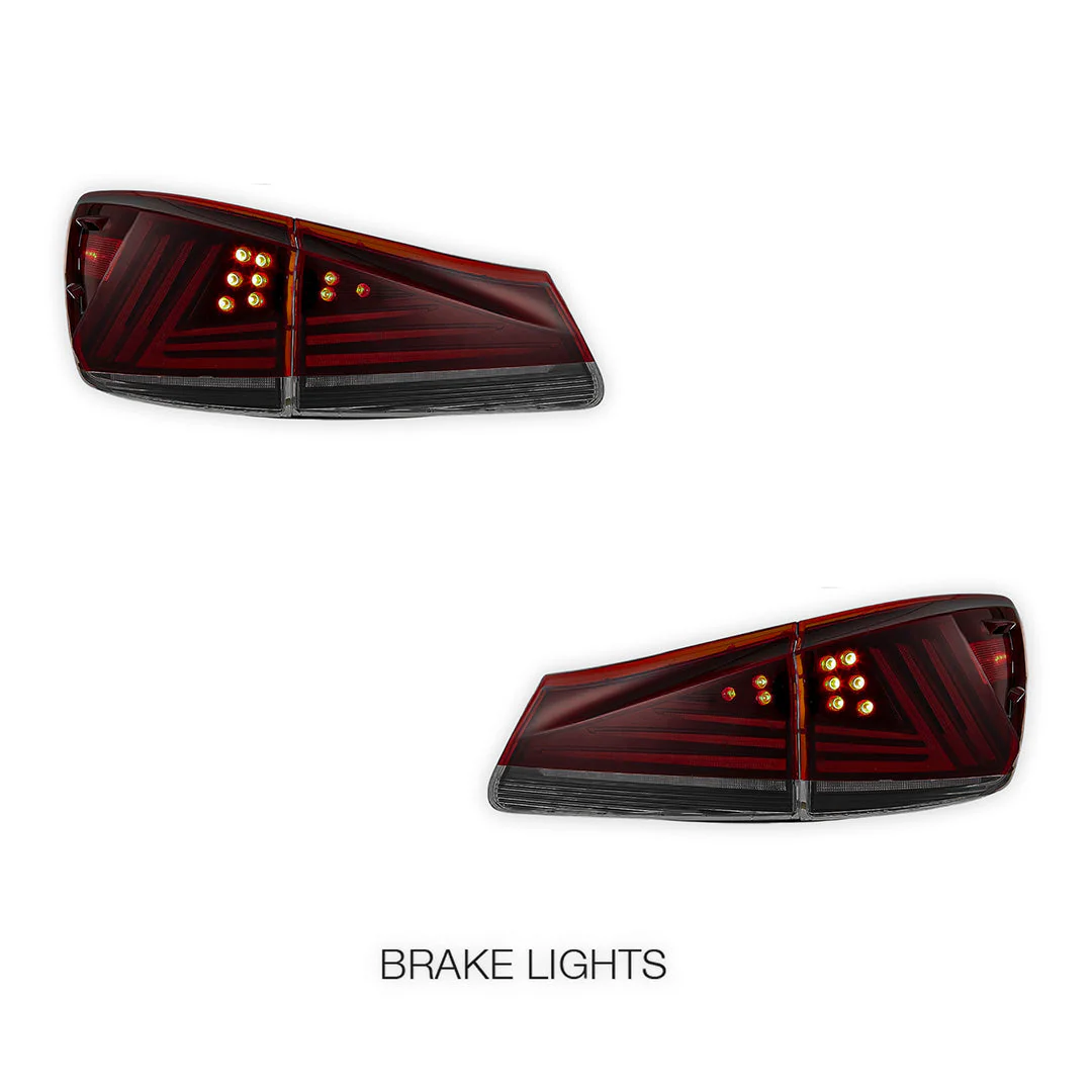 Lexus IS-F USE20 (2008 - 2012) Sequential Red Full LED Tail Lights LH + RH - Image 3