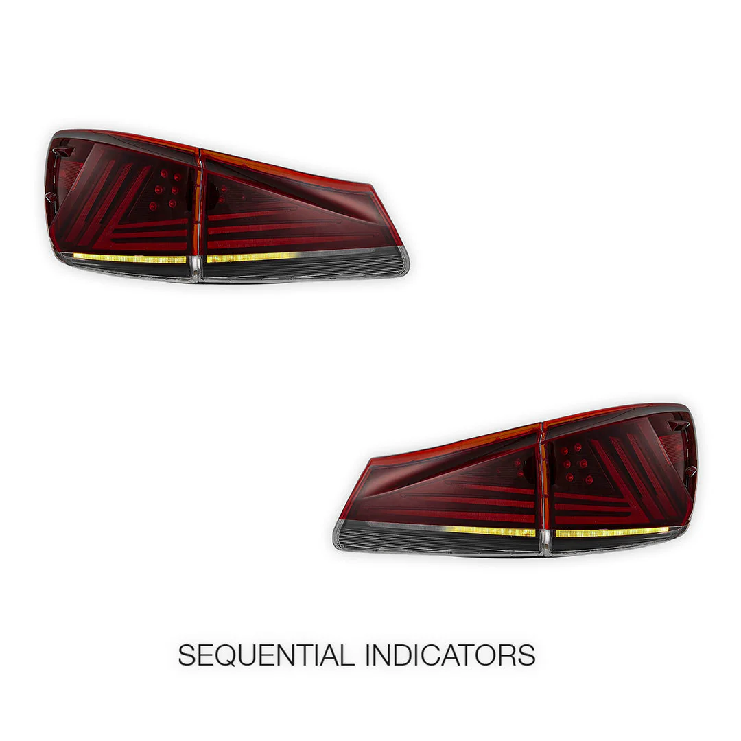 Lexus IS-F USE20 (2008 - 2012) Sequential Red Full LED Tail Lights LH + RH - Image 4