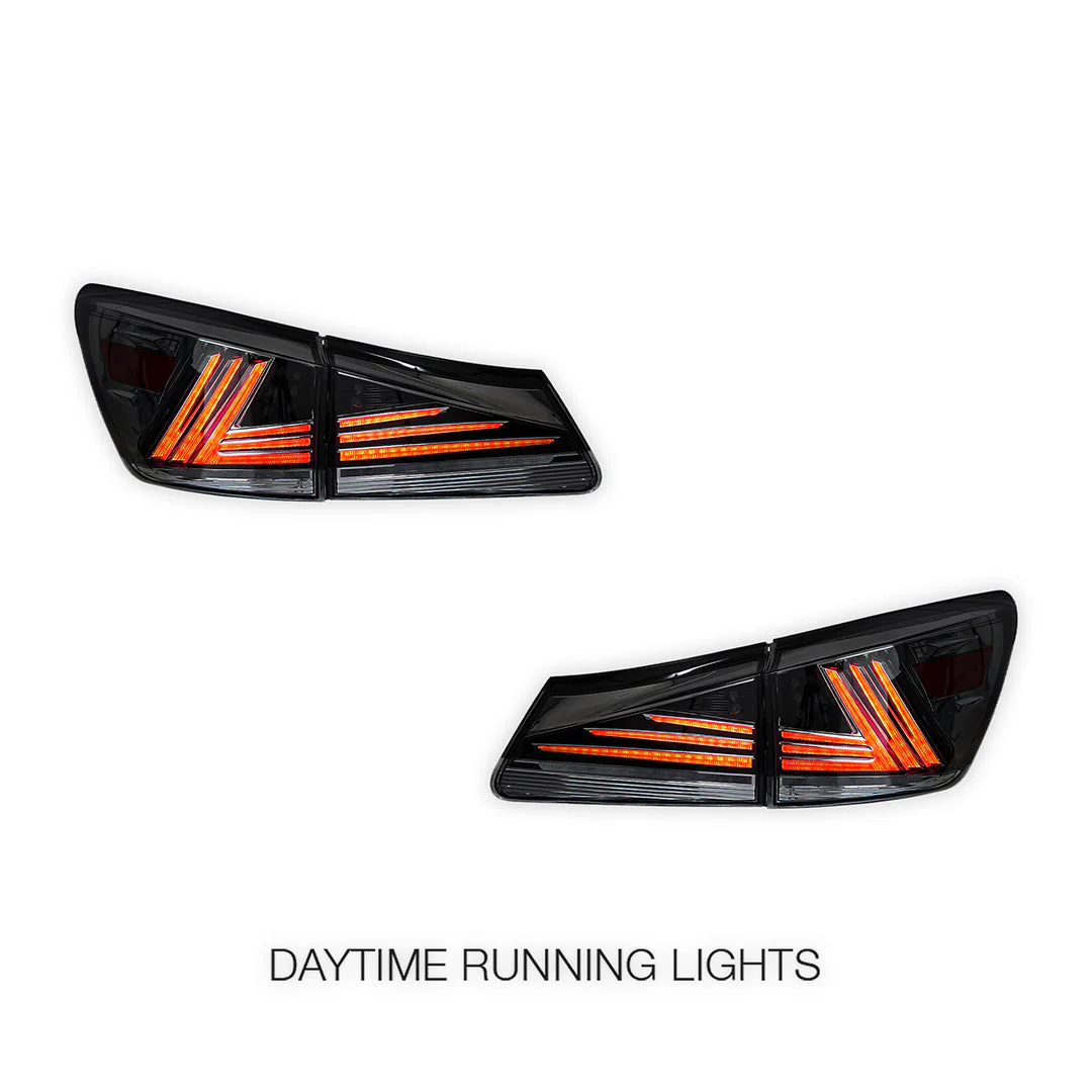 Lexus IS-F USE20 (2008 - 2012) Sequential Smoked Full LED Tail Lights LH + RH - Image 2