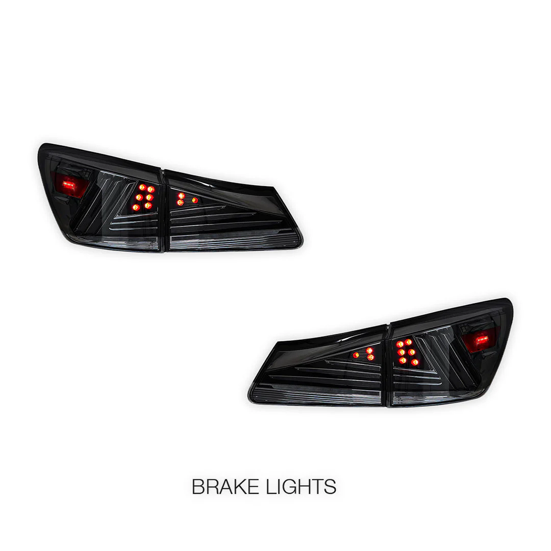 Lexus IS250 GSE20 (2006 - 2012) Sequential Smoked Full LED Tail Lights LH + RH - Image 3