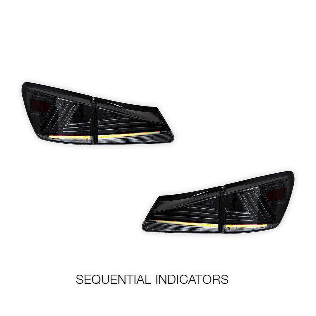 Lexus IS350 GSE21 (2006 - 2012) Sequential Smoked Full LED Tail Lights LH + RH - Image 4