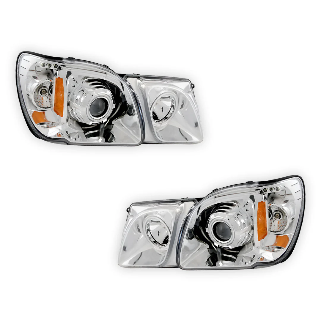 Lexus LX470 J100 (1998 - 2007) CCFL Angel-Eyes DRL Projector Headlights LH + RH - Image 2