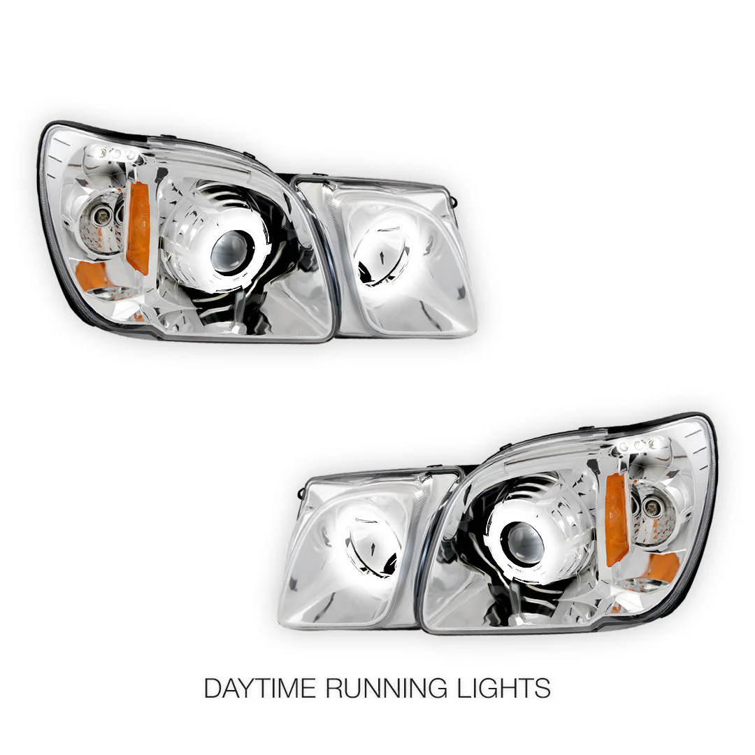 Lexus LX470 J100 (1998 - 2007) CCFL Angel-Eyes DRL Projector Headlights LH + RH - Image 3