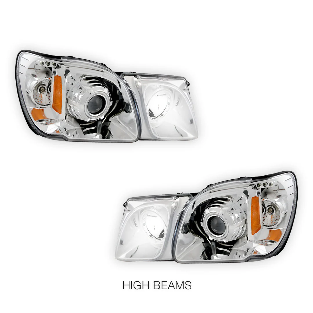 Lexus LX470 J100 (1998 - 2007) CCFL Angel-Eyes DRL Projector Headlights LH + RH - Image 6