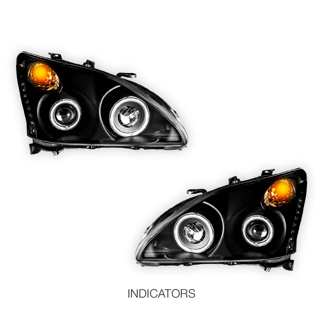 Lexus RX330 MCU33 / MCU38 (2003 - 2006) LED DRL & CCFL-Angel Eyes Projector Headlights LH + RH - Image 4