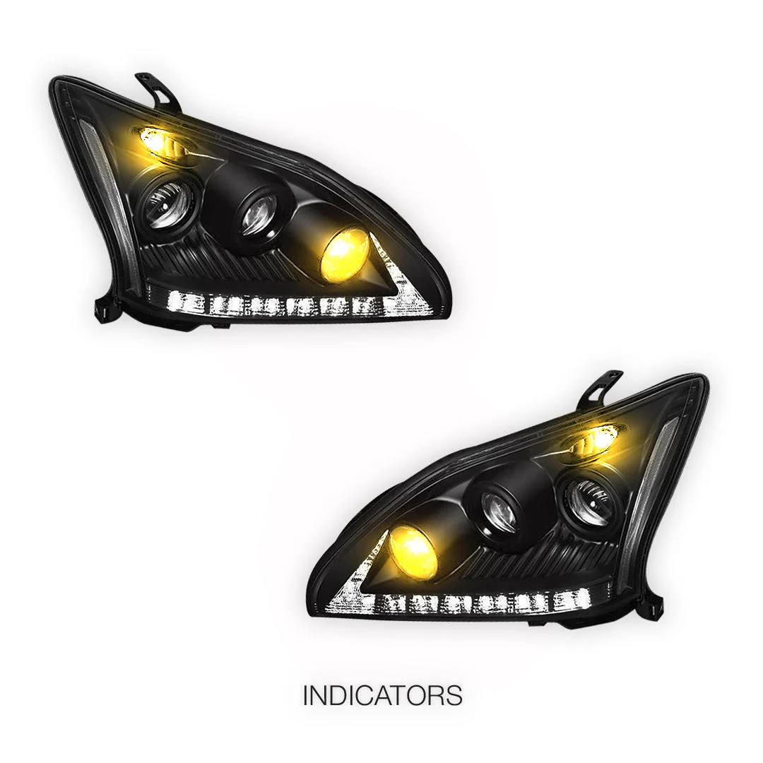 Lexus RX400H MHU33 / MHU38 (2005 - 2008) LED DRL Projector Headlights LH + RH - Image 9