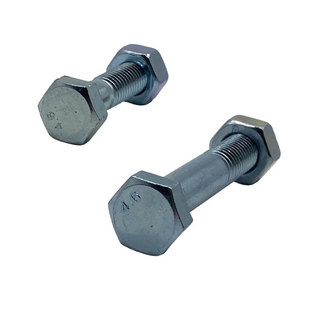 M10 x 55mm 1.50p Coarse Hex Bolt and Nut Mild Steel Class 4.6 Zinc Plated - Image 2