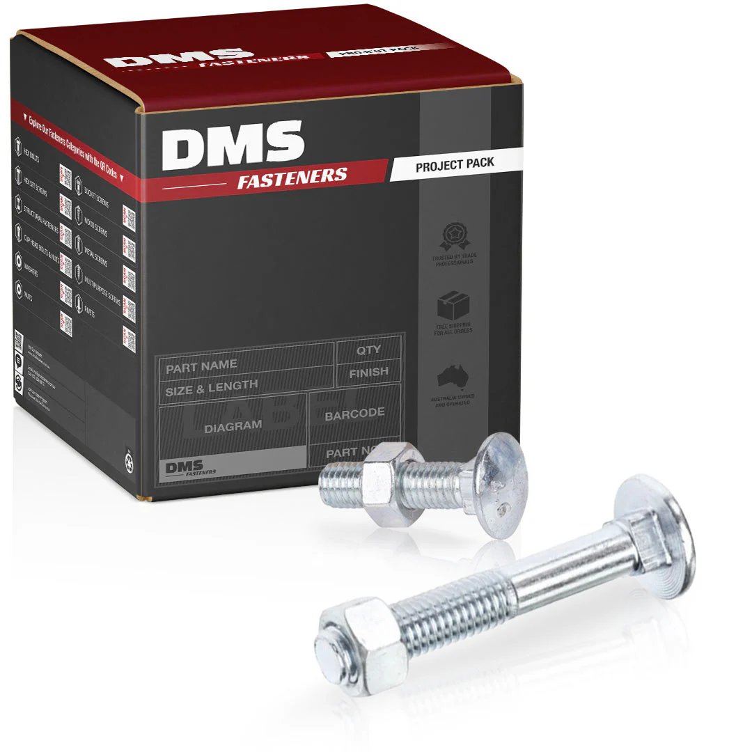 M12 x 100mm Cup Head Bolt & Nut Class 4.6 Zinc