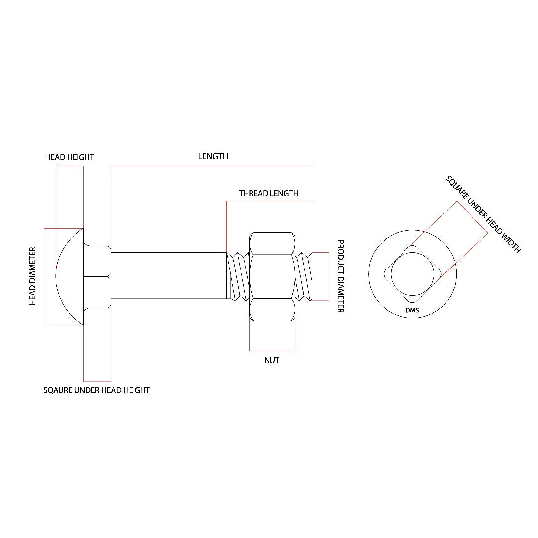 M16 x 280mm Cup Head Bolt & Nut Class 4.6 Galvanised - Image 7