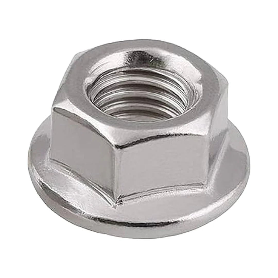M5 0.80p Metric Coarse Hex Flange Serrated Nut G304 Stainless Steel - Image 2