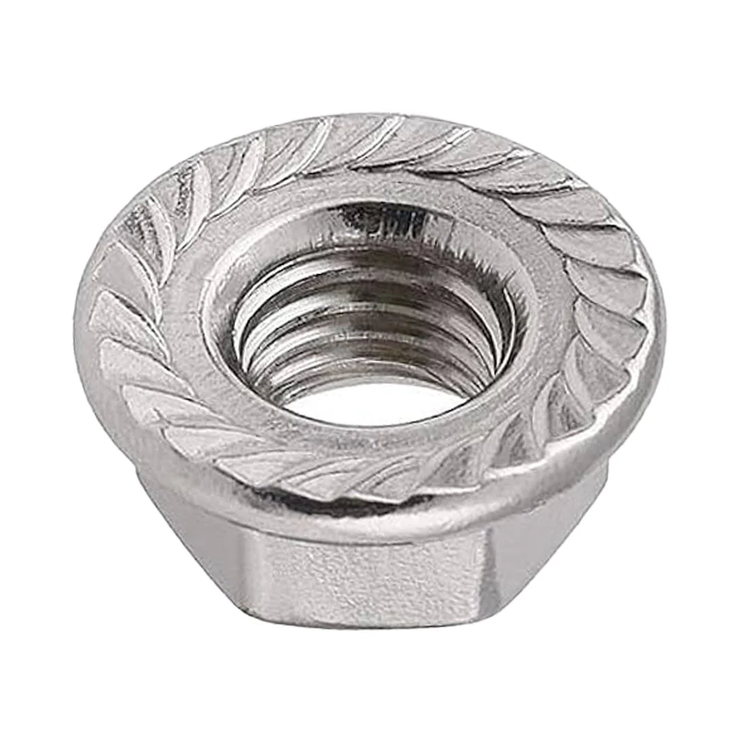 M8 1.25p Metric Coarse Hex Flange Serrated Nut G304 Stainless Steel - Image 3