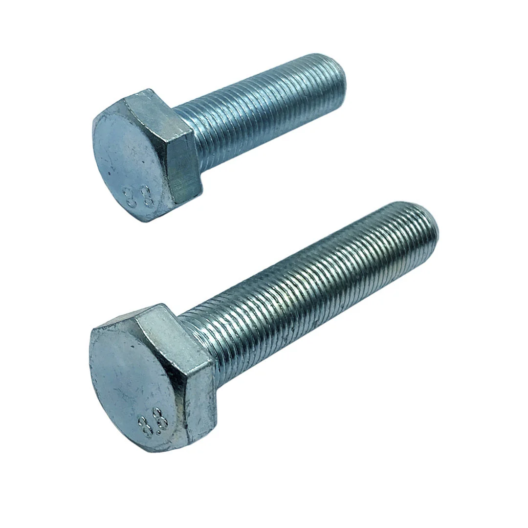 M8 x 45mm 1.00p Metric Fine Hex Set Screw High Tensile Class 8.8 Zinc - Image 2