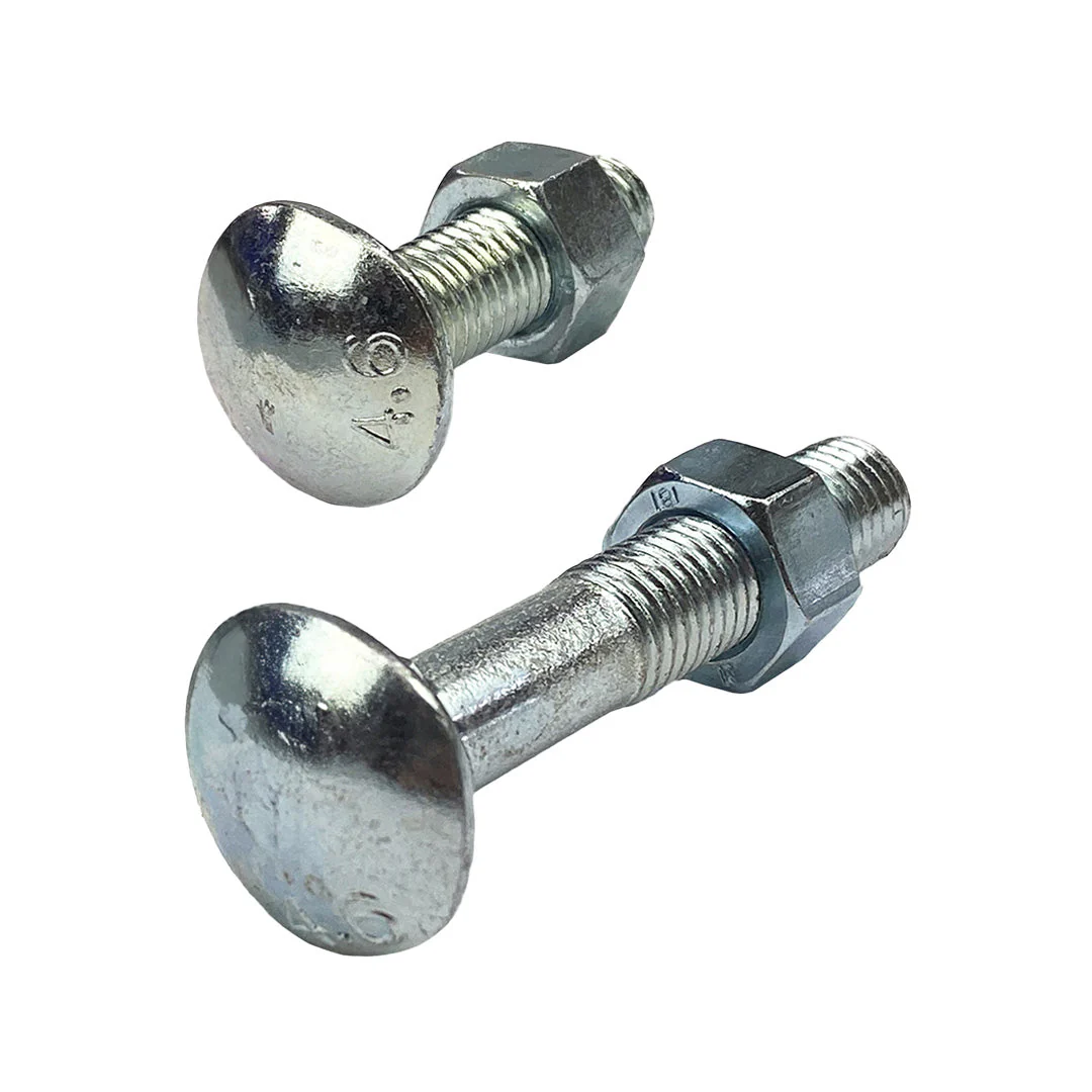 M8 x 45mm Cup Head Bolt & Nut Class 4.6 Zinc (Full Thread) - Image 3