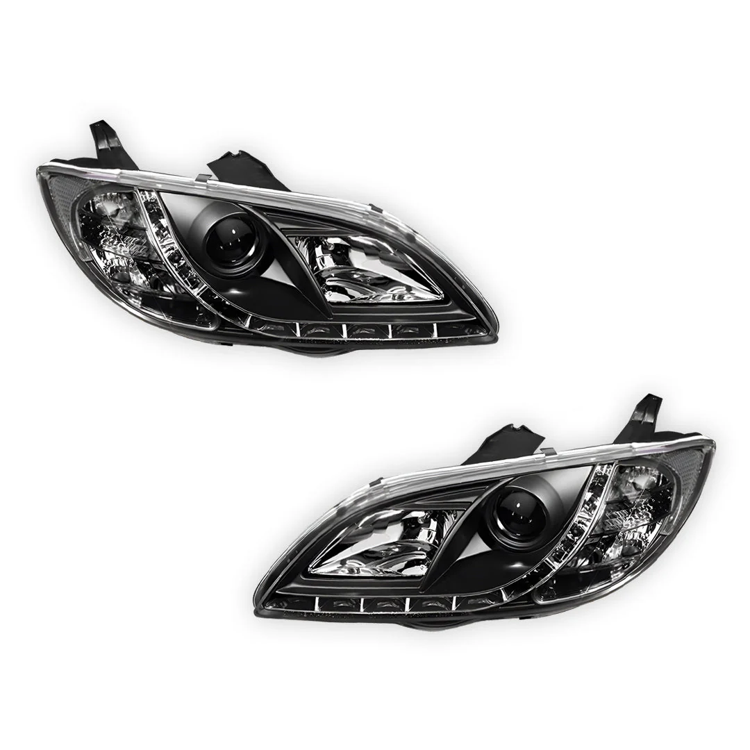 Mazda 3 BK (2003 - 2009) LED DRL Projector Headlights LH + RH - Image 2