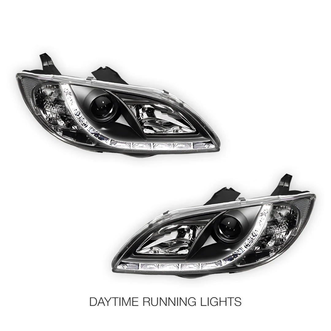 Mazda 3 BK (2003 - 2009) LED DRL Projector Headlights LH + RH - Image 3