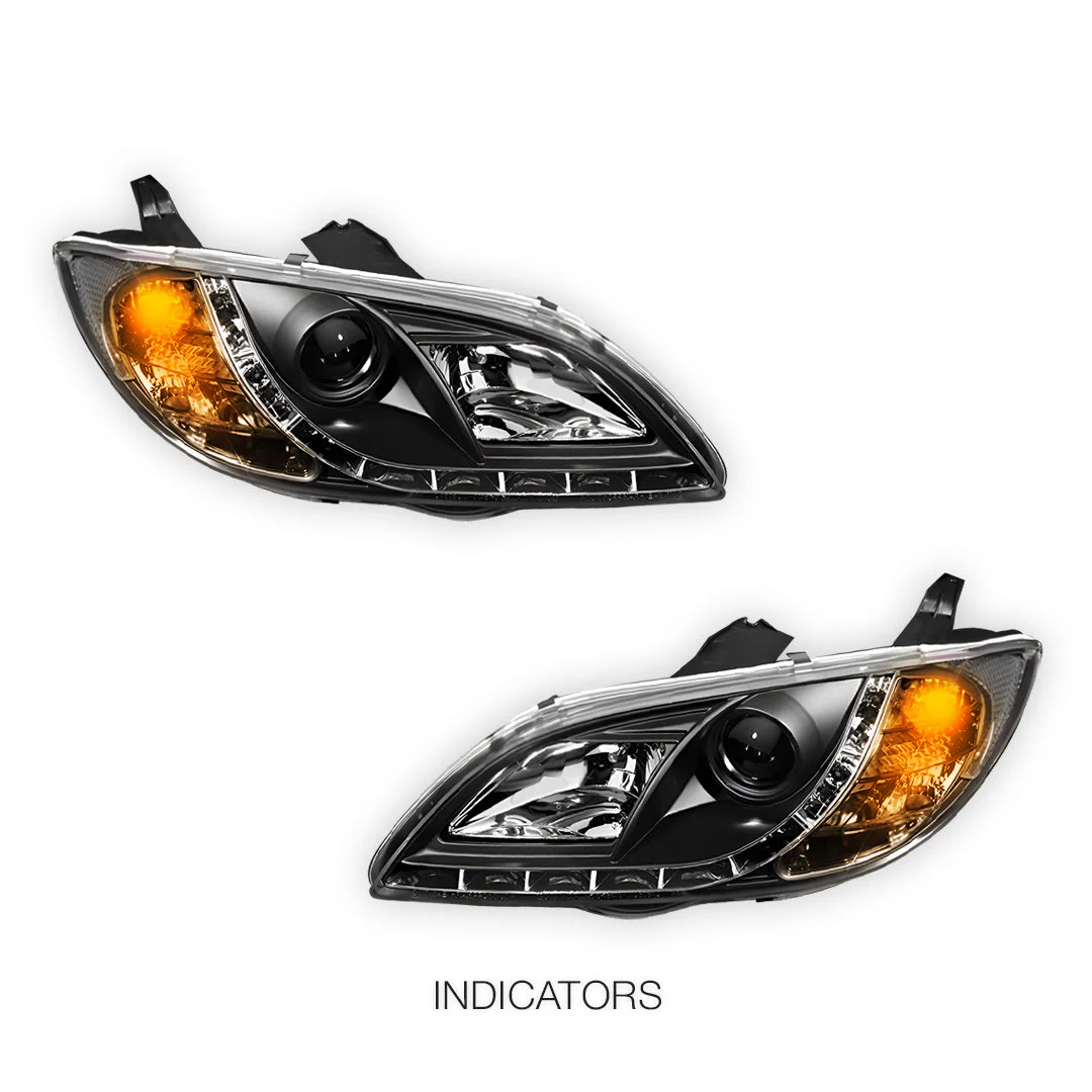 Mazda 3 BK (2003 - 2009) LED DRL Projector Headlights LH + RH - Image 4