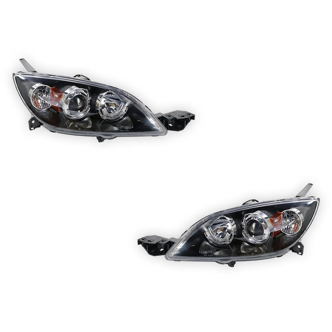 Mazda 3 BK 5-Door Hatch (2003 - 2009) Black Headlights LH + RH - Image 2