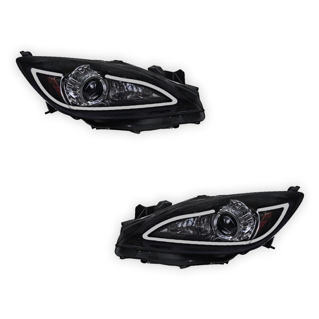 Mazda 3 BL (2009 - 2013) LED 3D DRL Style Projector Headlights LH + RH - Image 2