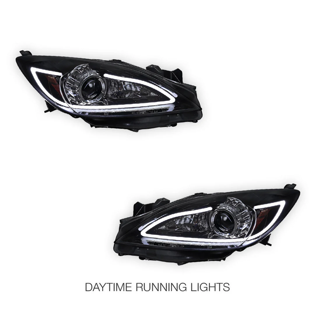 Mazda 3 BL (2009 - 2013) LED 3D DRL Style Projector Headlights LH + RH - Image 3