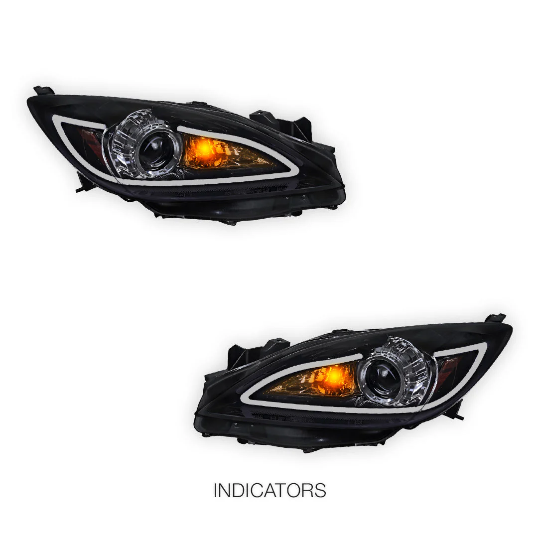 Mazda 3 BL (2009 - 2013) LED 3D DRL Style Projector Headlights LH + RH - Image 4