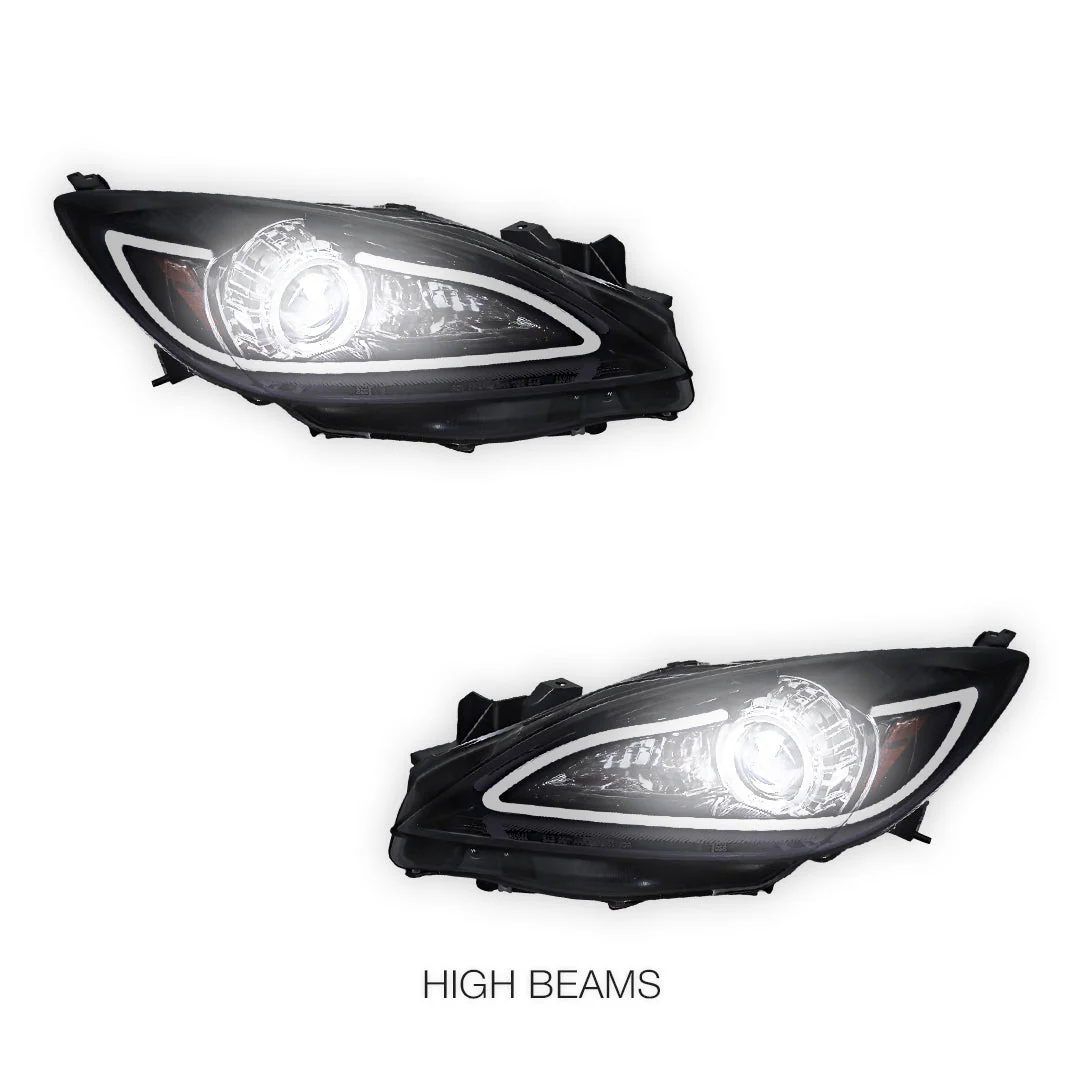 Mazda 3 BL (2009 - 2013) LED 3D DRL Style Projector Headlights LH + RH - Image 6