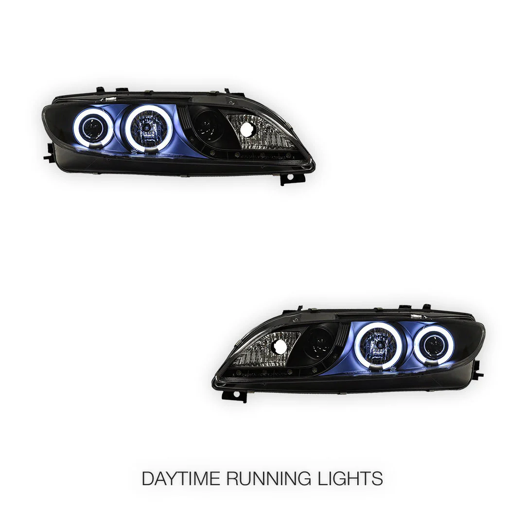 Mazda 6 GG / GY (2002 - 2007) LED DRL CCFL Angel-Eyes Projector Headlights LH + RH - Image 2