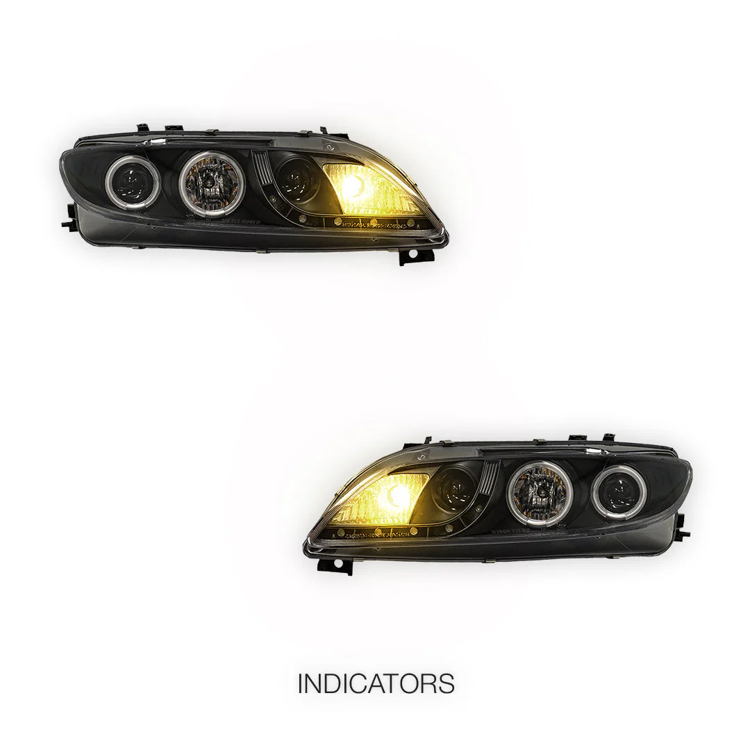 Mazda 6 GG / GY (2002 - 2007) LED DRL CCFL Angel-Eyes Projector Headlights LH + RH - Image 3
