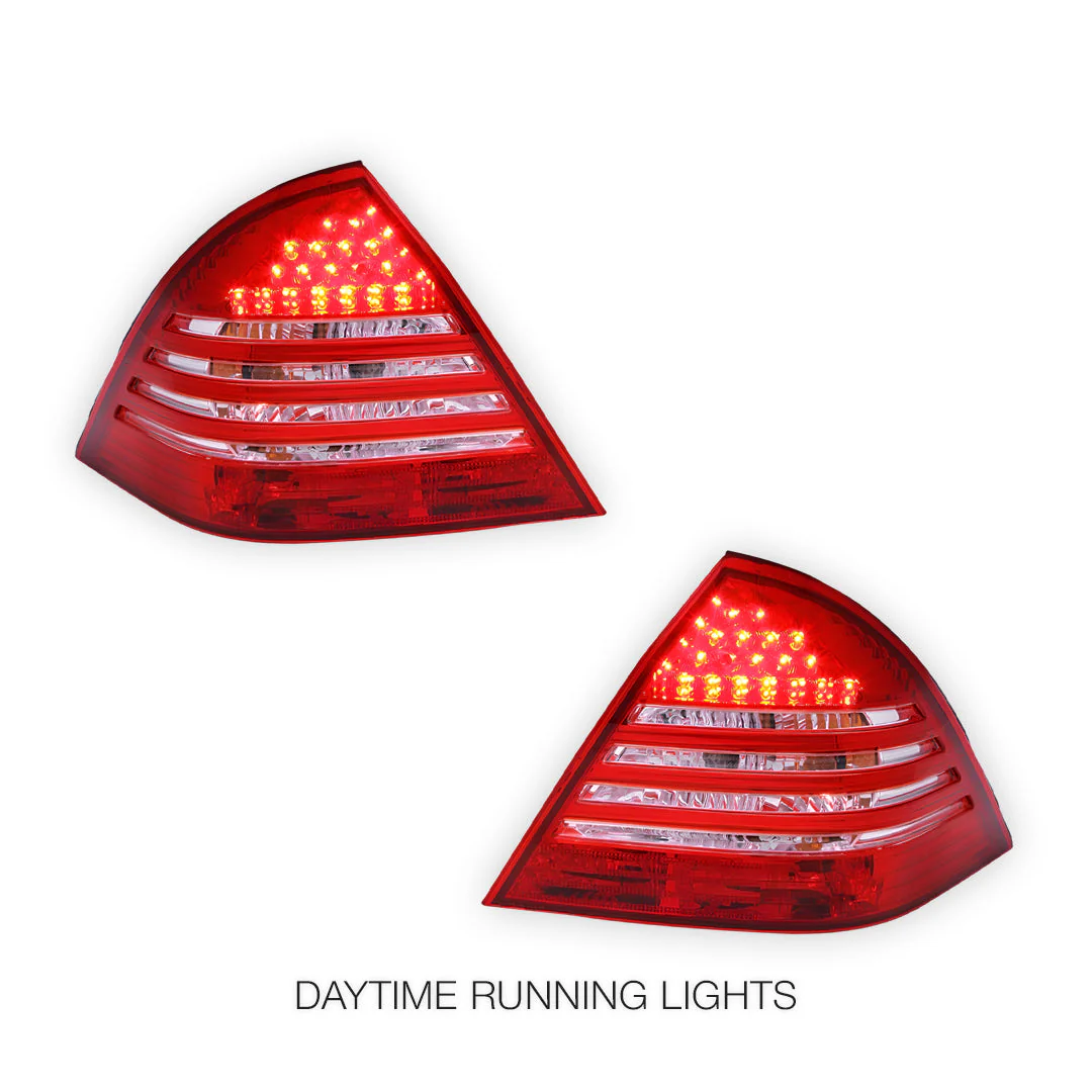 Mercedes-Benz C-Class W203 (2000 - 2004) Clear Red LED Tail Lights LH + RH - Image 2