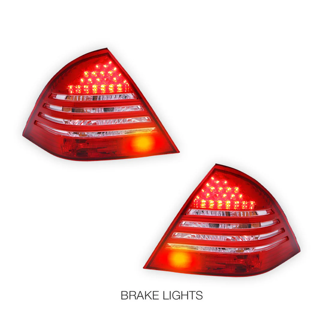 Mercedes-Benz C-Class W203 (2005 - 2007) Clear Red LED Tail Lights LH + RH - Image 3