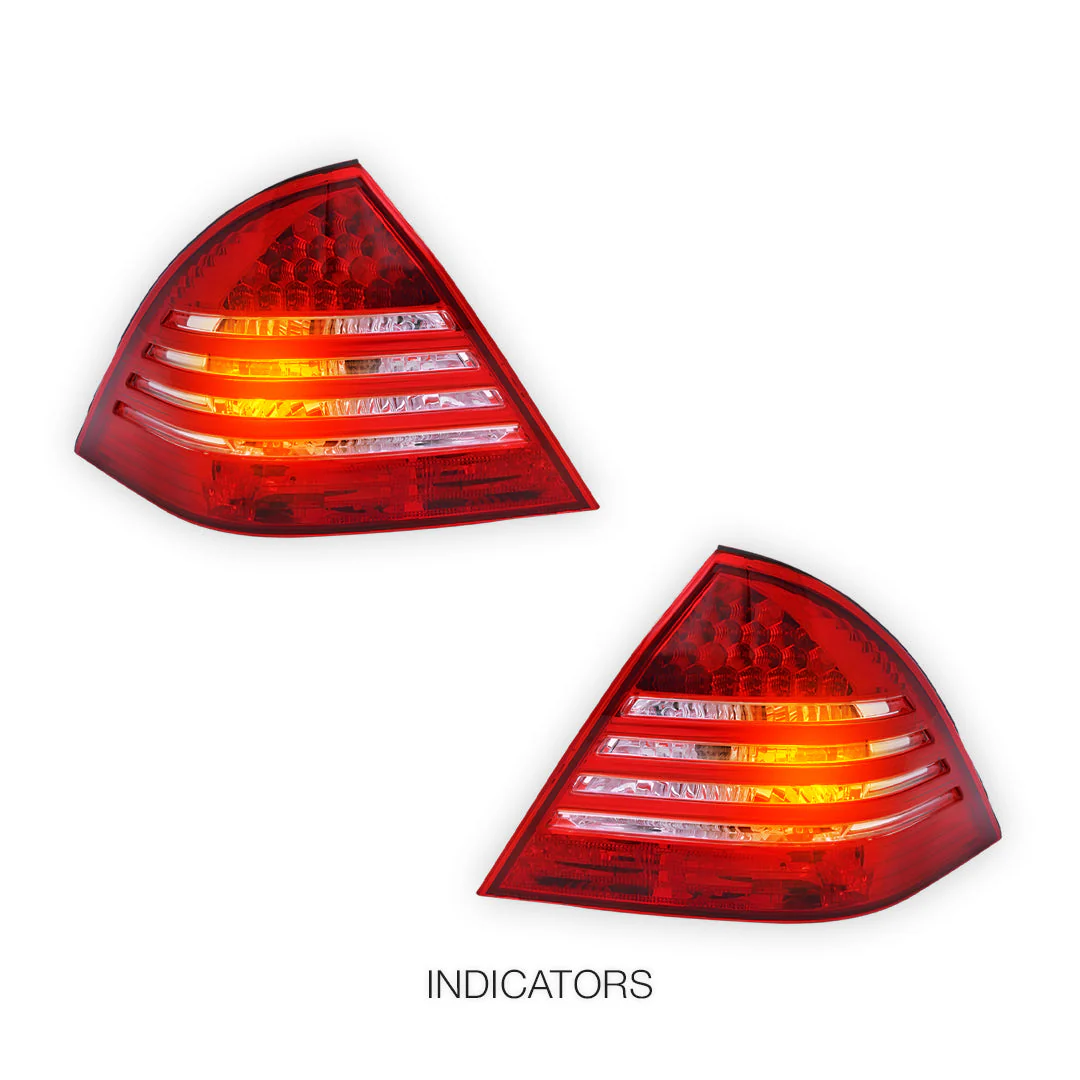 Mercedes-Benz C-Class W203 (2005 - 2007) Clear Red LED Tail Lights LH + RH - Image 4