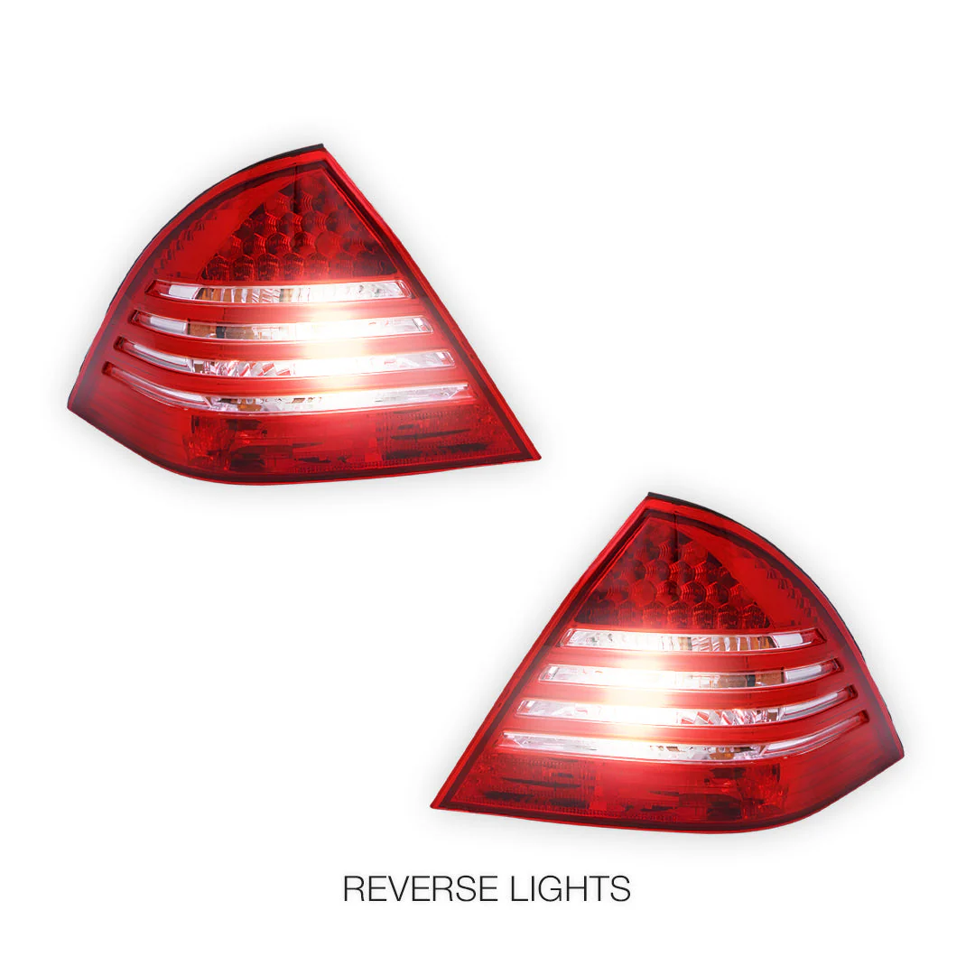 Mercedes-Benz C-Class W203 (2005 - 2007) Clear Red LED Tail Lights LH + RH - Image 5