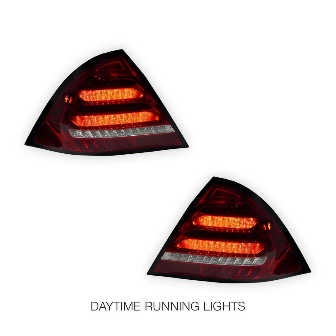 Mercedes-Benz C-Class W203 (2005 - 2007) Clear Red Sequential 3D LED Stripe Bar Tail Lights LH + RH - Image 2