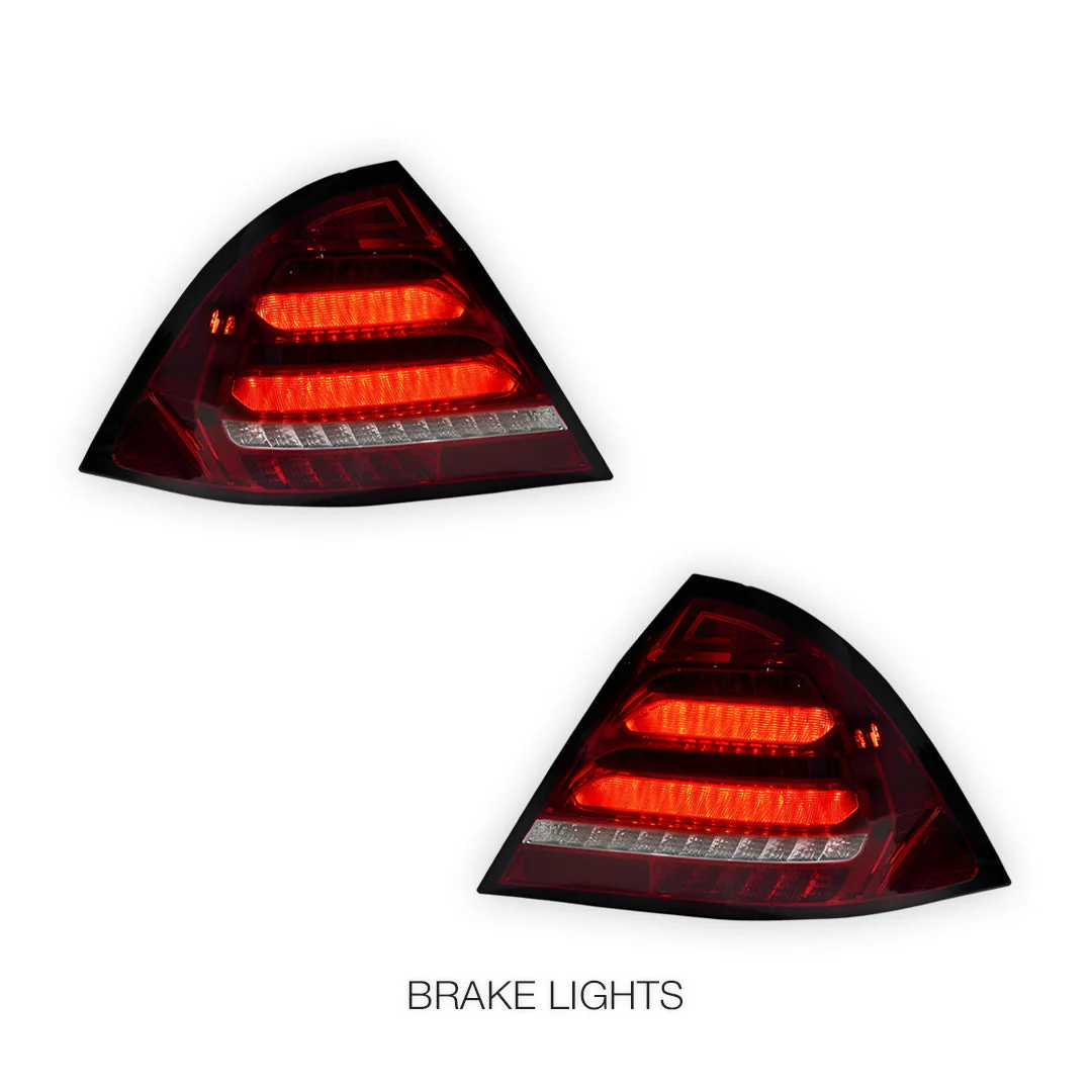 Mercedes-Benz C-Class W203 (2005 - 2007) Clear Red Sequential 3D LED Stripe Bar Tail Lights LH + RH - Image 3