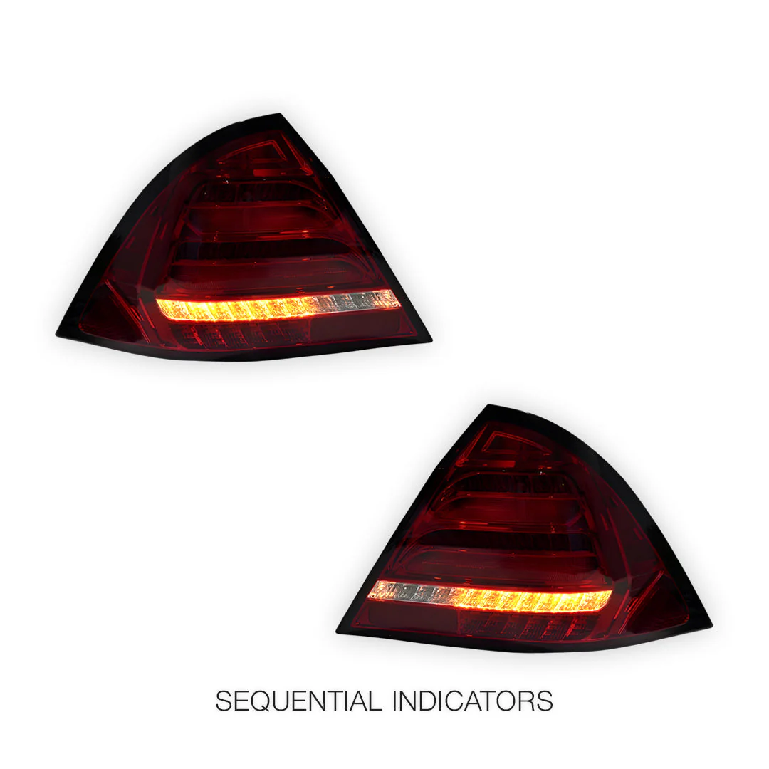 Mercedes-Benz C-Class W203 (2005 - 2007) Clear Red Sequential 3D LED Stripe Bar Tail Lights LH + RH - Image 4