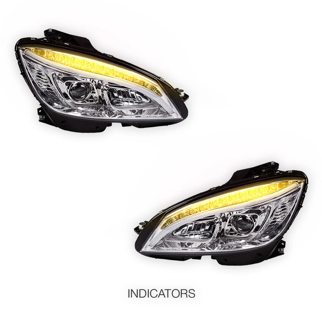 Mercedes-Benz C-Class W204 (2007- 2010) Halogen Model Crystal LED DRL Projector Headlights LH + RH - Image 3