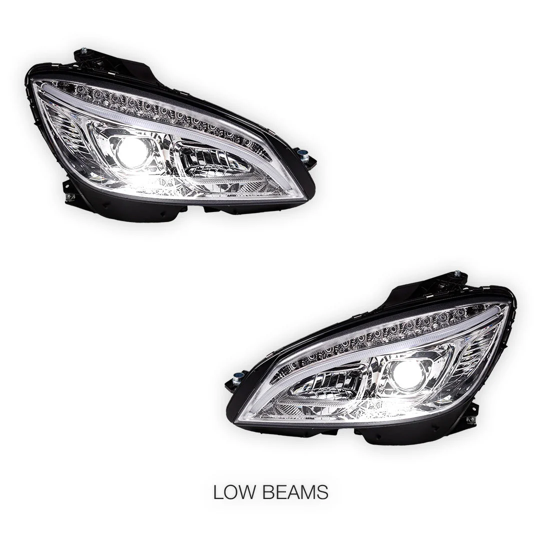 Mercedes-Benz C-Class W204 (2007- 2010) Halogen Model Crystal LED DRL Projector Headlights LH + RH - Image 4