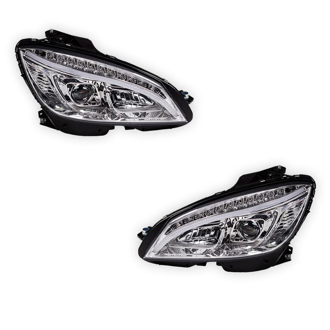Mercedes-Benz C-Class W204 (2007- 2010) Halogen Model Crystal LED DRL Projector Headlights LH + RH - Image 5