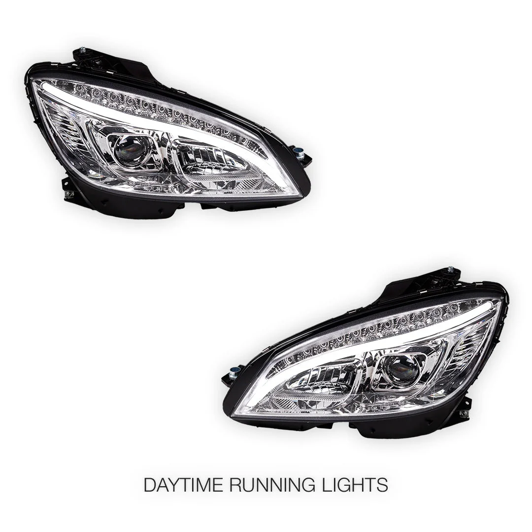 Mercedes-Benz C-Class W204 (2007- 2010) Halogen Model Crystal LED DRL Projector Headlights LH + RH - Image 6
