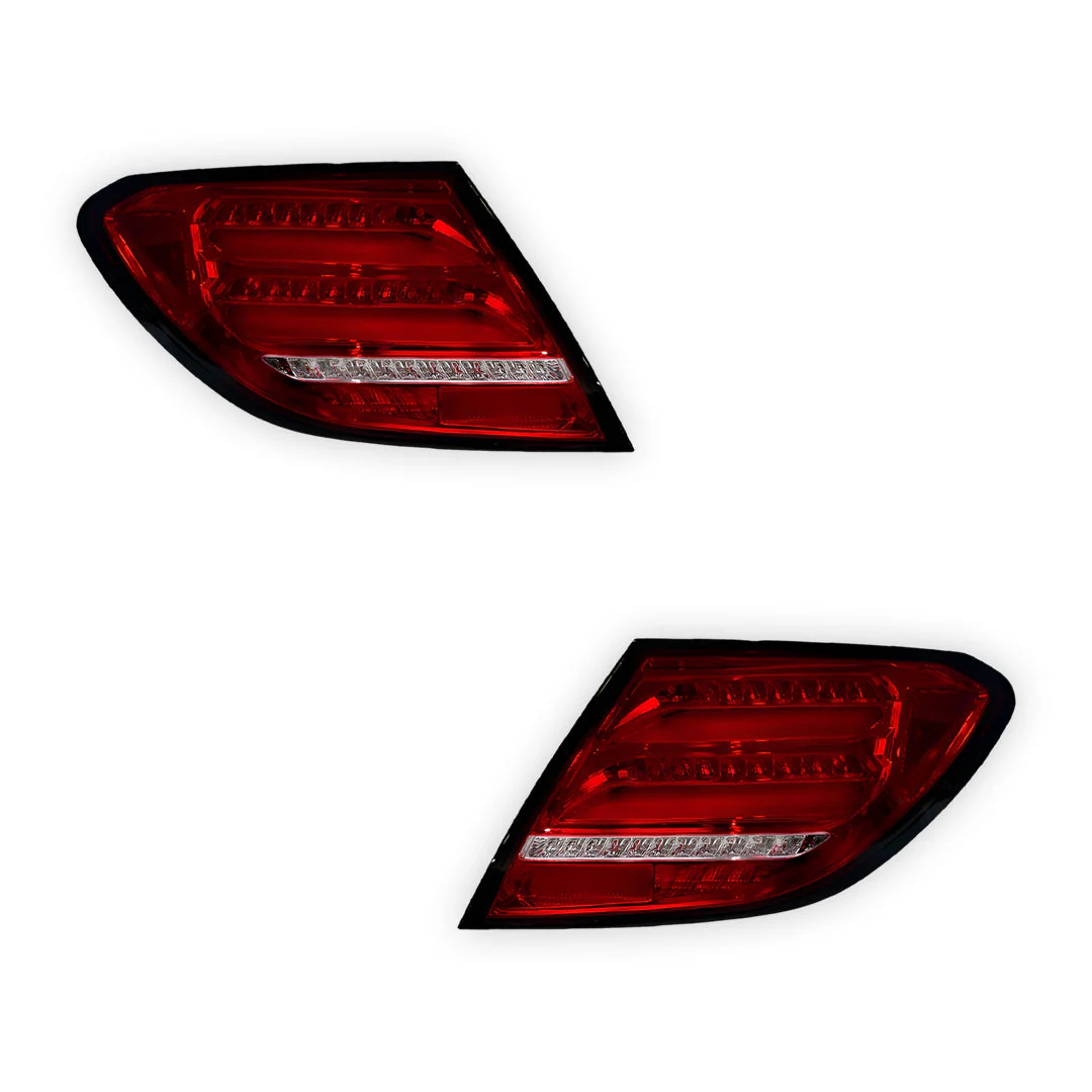 Mercedes-Benz C-Class W204 (2007 - 2011) Clear Red Sequential Full LED Tail Lights LH + RH - Image 6