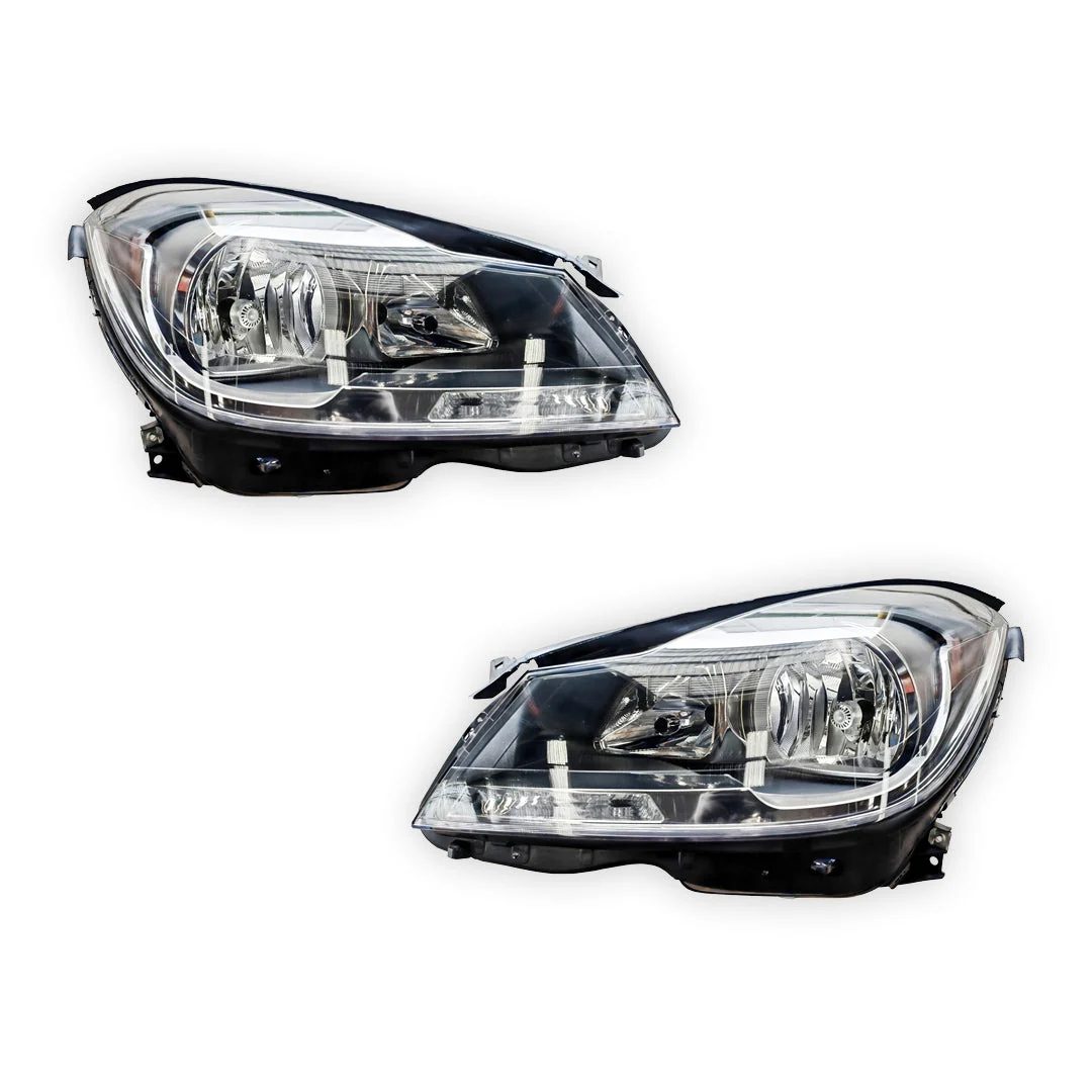 Mercedes-Benz C-Class W204 (2010 - 2014) OEM Style Non Xenon Headlights LH + RH - Image 2