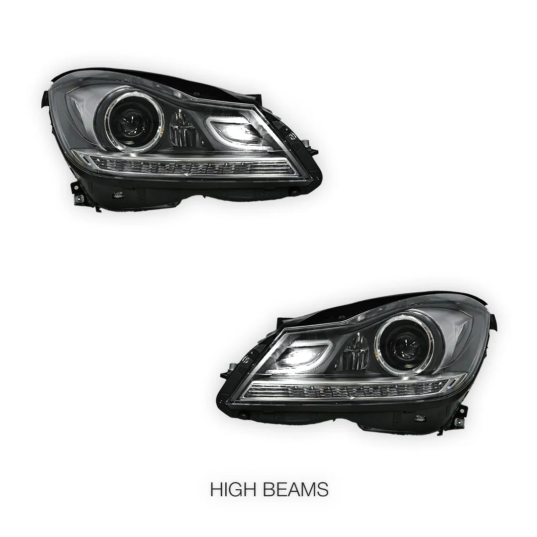 Mercedes-Benz C-Class W204 (2011- 2014) AMG C63 Style Full LED Projector & DRL Headlights LH + RH - Image 2