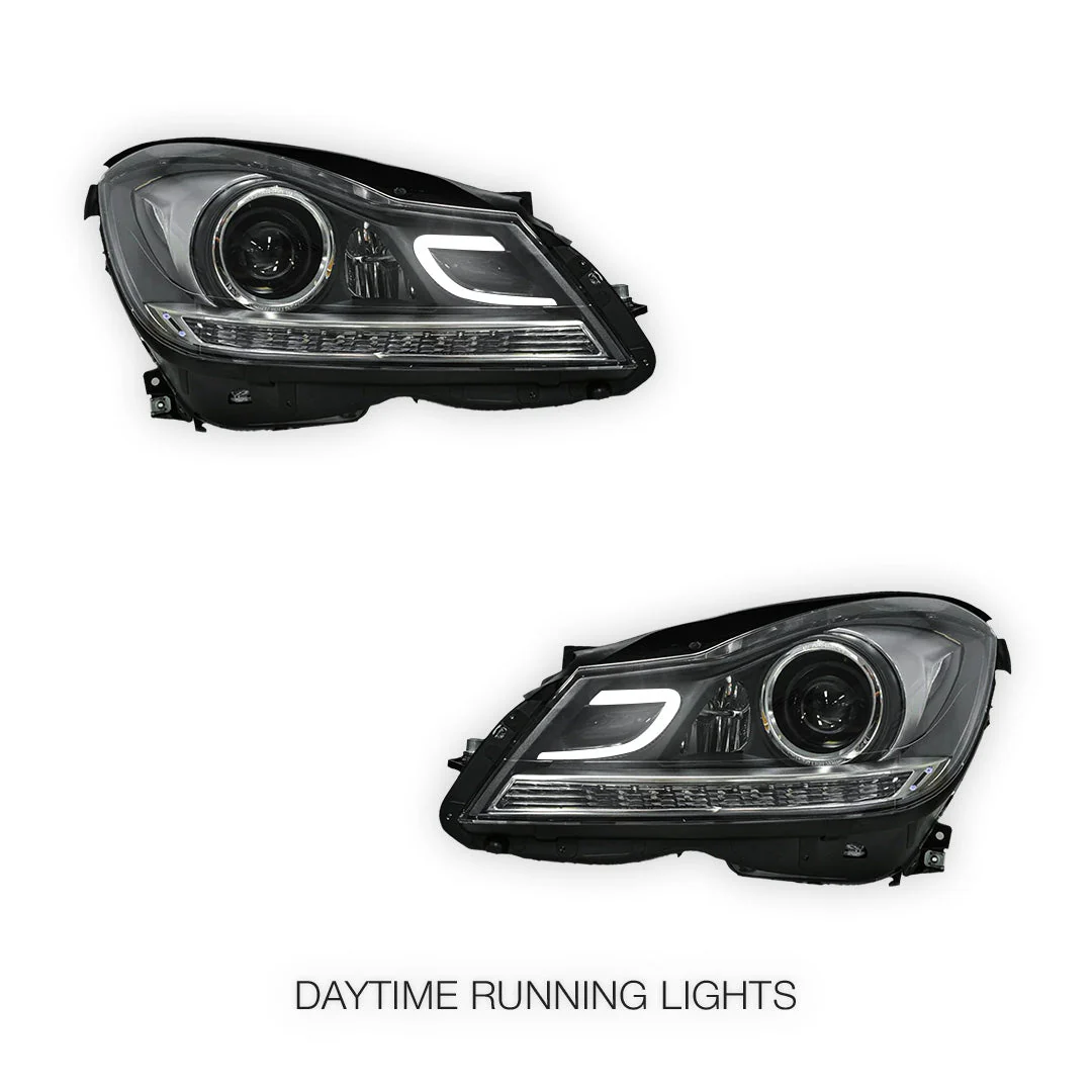 Mercedes-Benz C-Class W204 (2011- 2014) AMG C63 Style Full LED Projector & DRL Headlights LH + RH - Image 6
