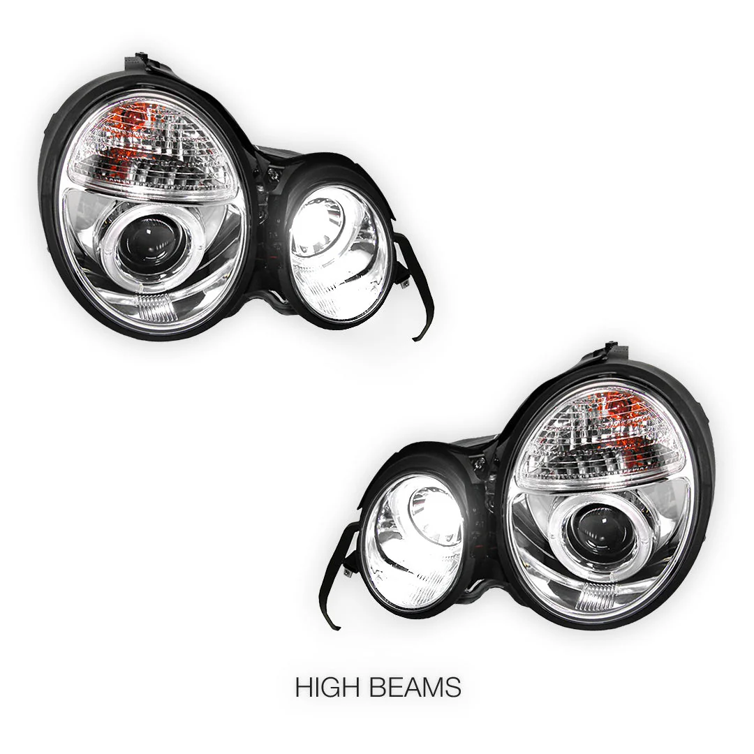 Mercedes-Benz E-Class W210 (1995 - 1999) Crystal Clear Projector Headlights LH + RH - Image 2
