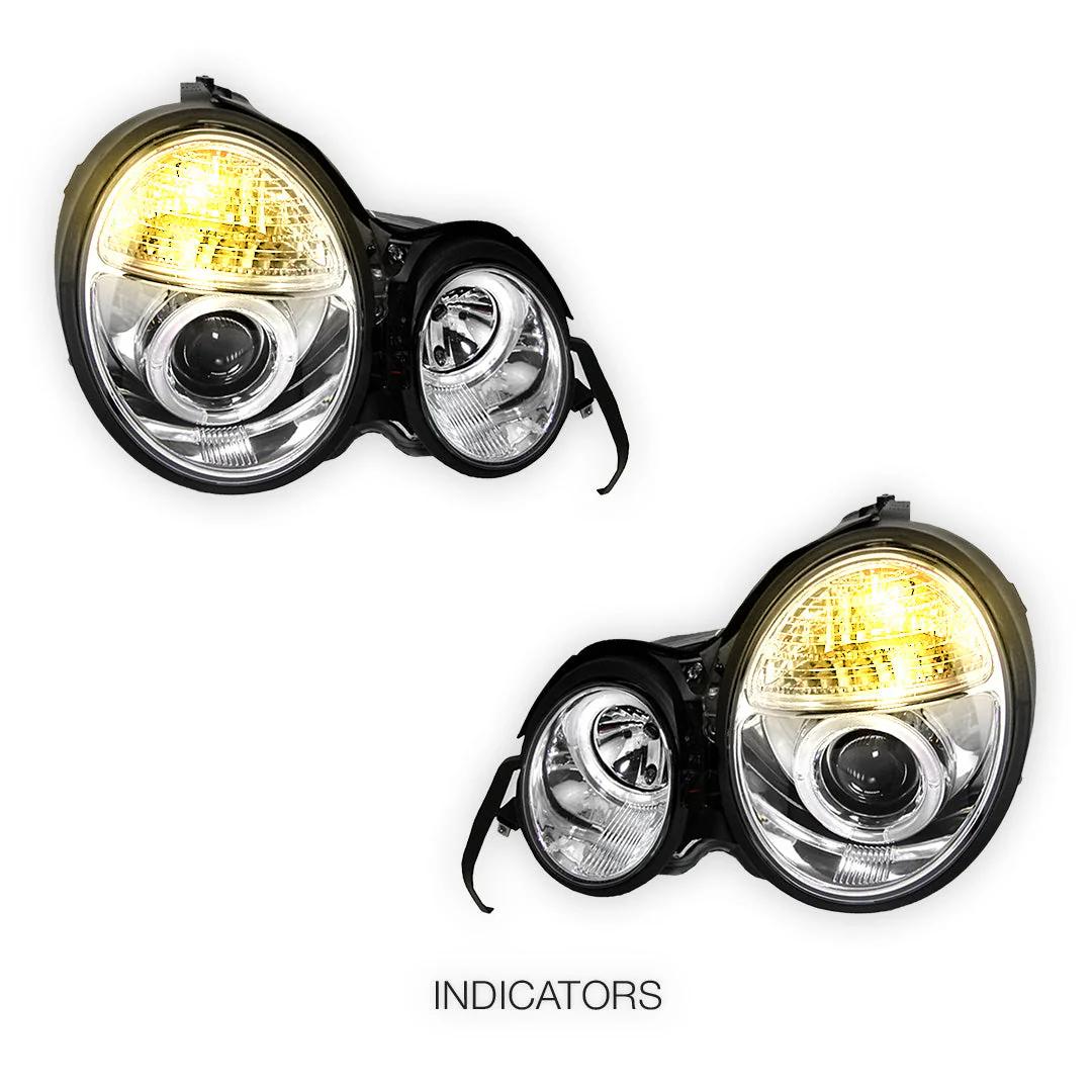 Mercedes-Benz E-Class W210 (1995 - 1999) Crystal Clear Projector Headlights LH + RH - Image 3