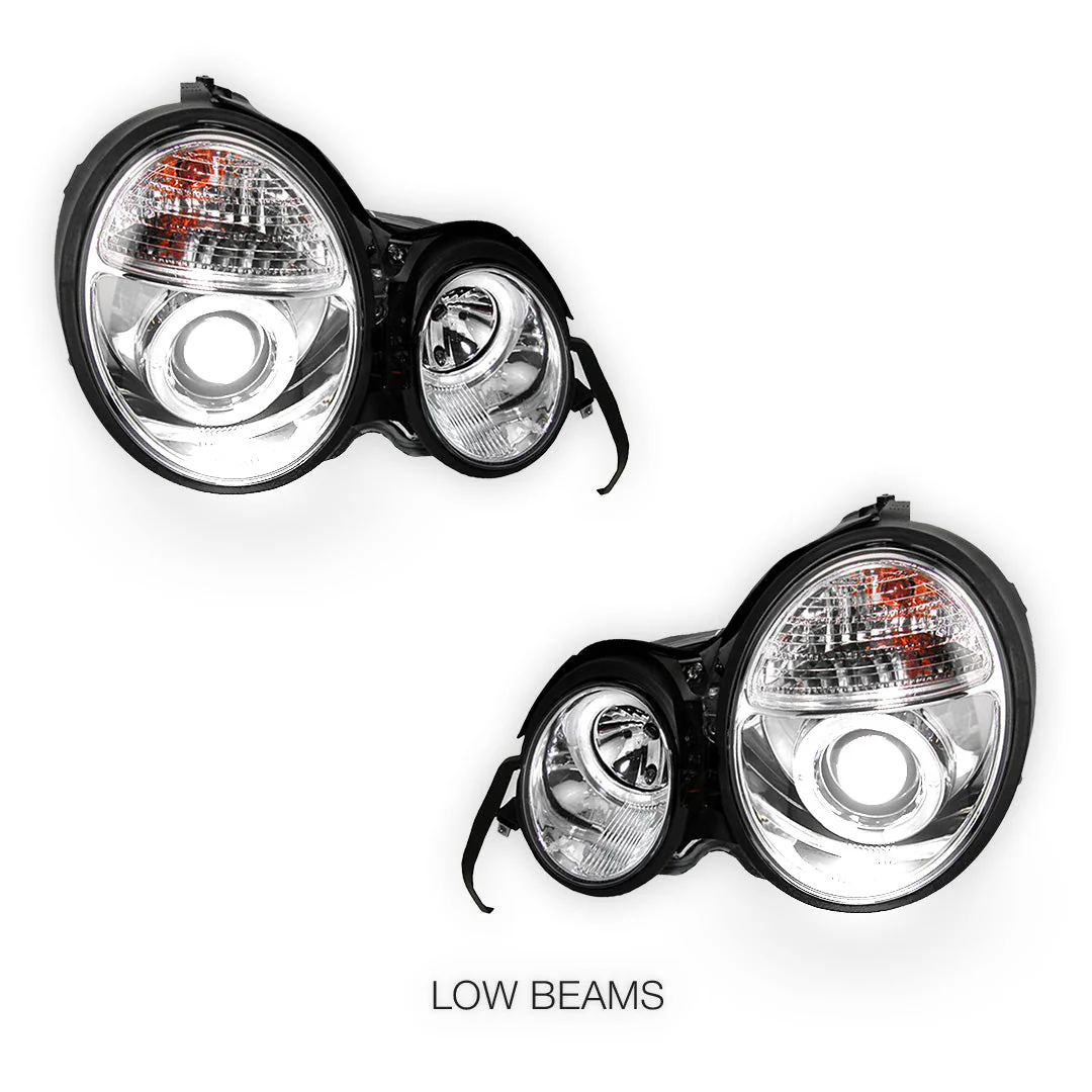 Mercedes-Benz E-Class W210 (1995 - 1999) Crystal Clear Projector Headlights LH + RH - Image 4