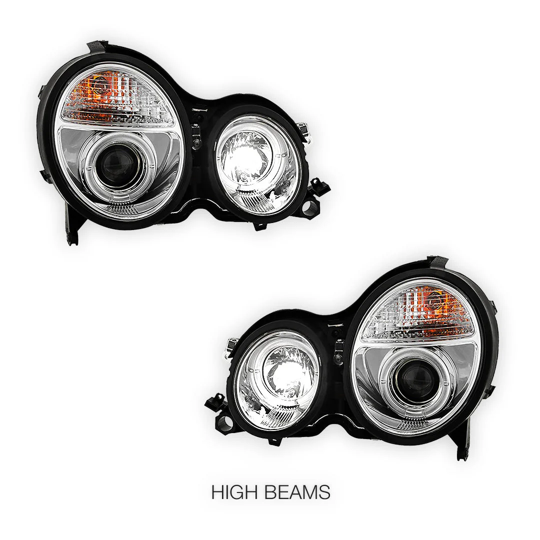 Mercedes-Benz E-Class W210 (2000 - 2002) Crystal Clear Projector Headlights LH + RH - Image 2