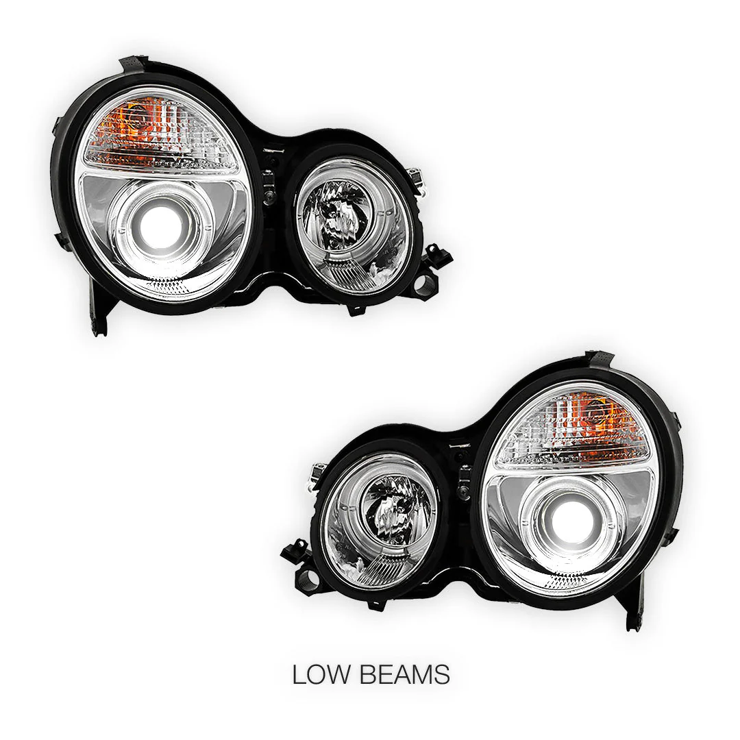 Mercedes-Benz E-Class W210 (2000 - 2002) Crystal Clear Projector Headlights LH + RH - Image 4