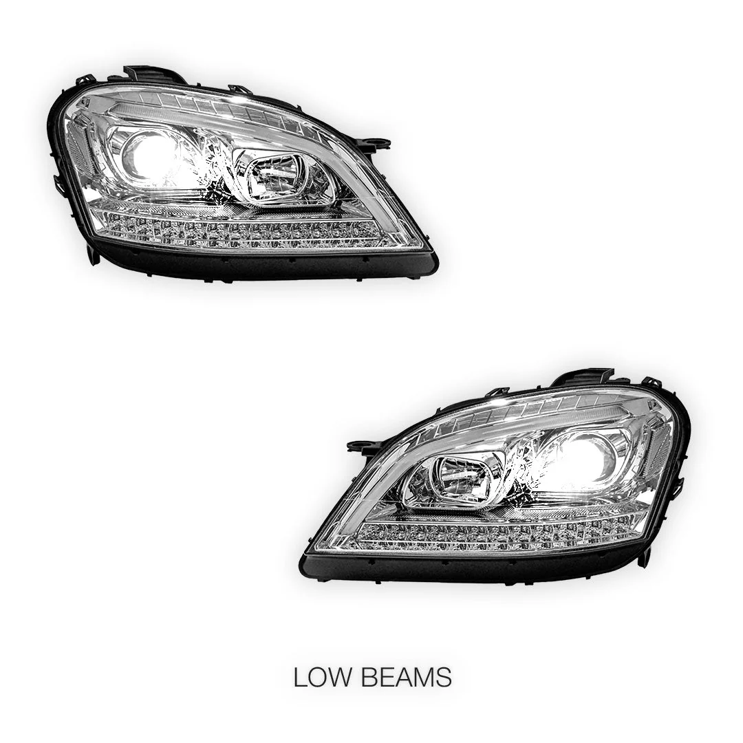 Mercedes-Benz M-Class W164 (2006 - 2008) DRL Projector Headlights with LED Sequential Indicators LH + RH - Image 10
